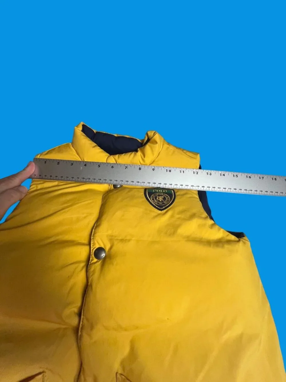 Polo Ralph Lauren Kids Reversible Puffer Vest Down Fill Blue & Yellow 7 crest